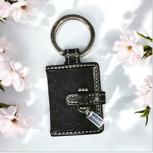 Coach Black Mini Wallet Key Ring with Silver Hardware